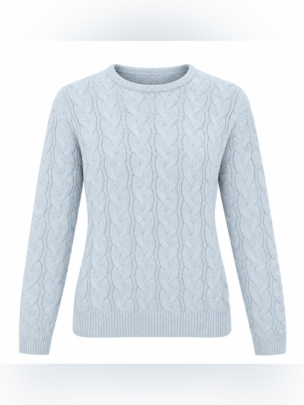 NWT J.Crew Factory Cable Knit Mockneck Sweater Large Light Blue Cotton Fisherman
